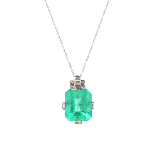 13.47ct Centre Colombian Emerald and Diamond Pendant