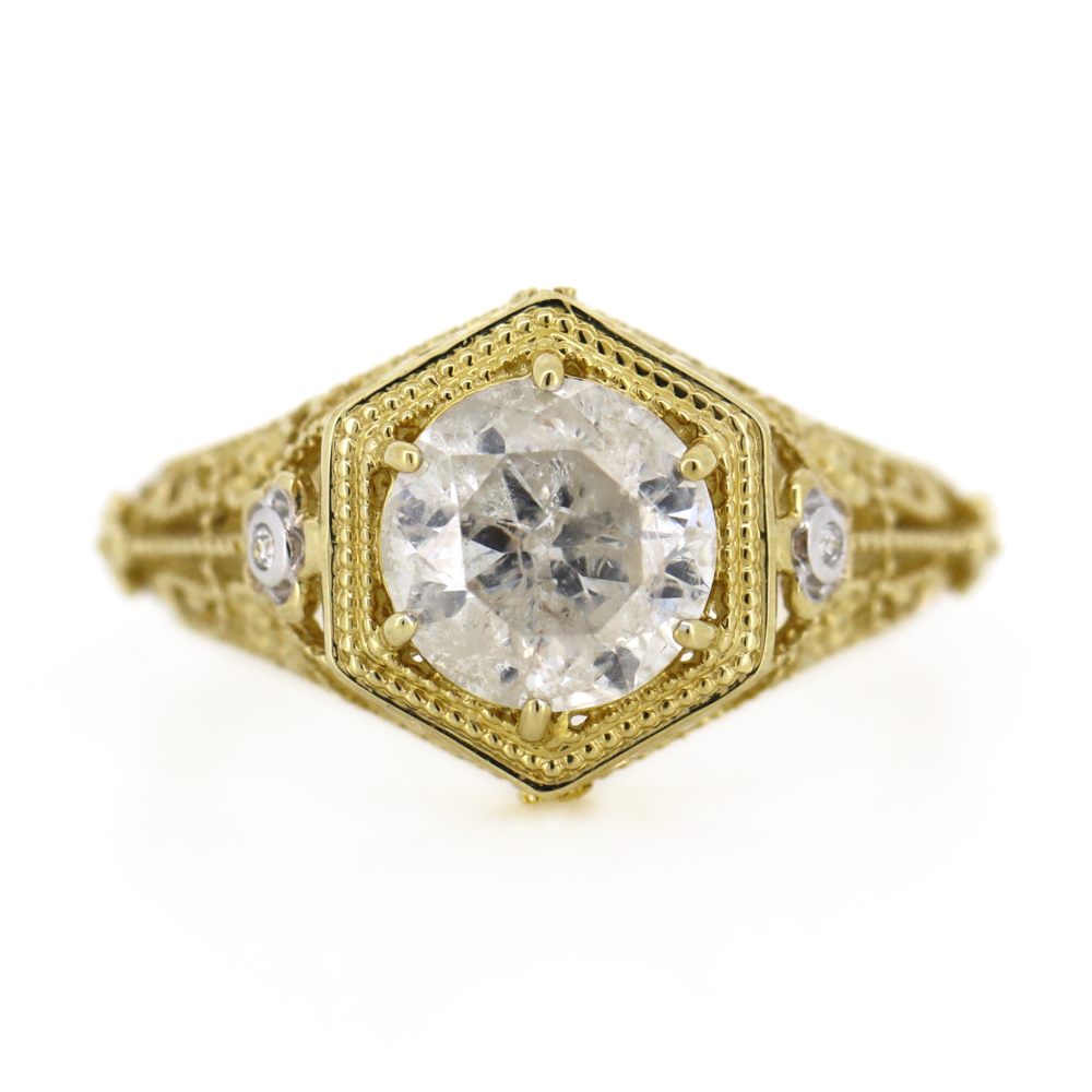 1.94ct Yellow Gold and Diamond Art Deco Style Ring
