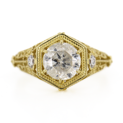 1.94ct Yellow Gold and Diamond Art Deco Style Ring