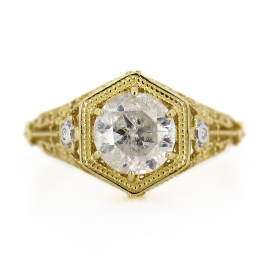 1.94ct Yellow Gold and Diamond Art Deco Style Ring