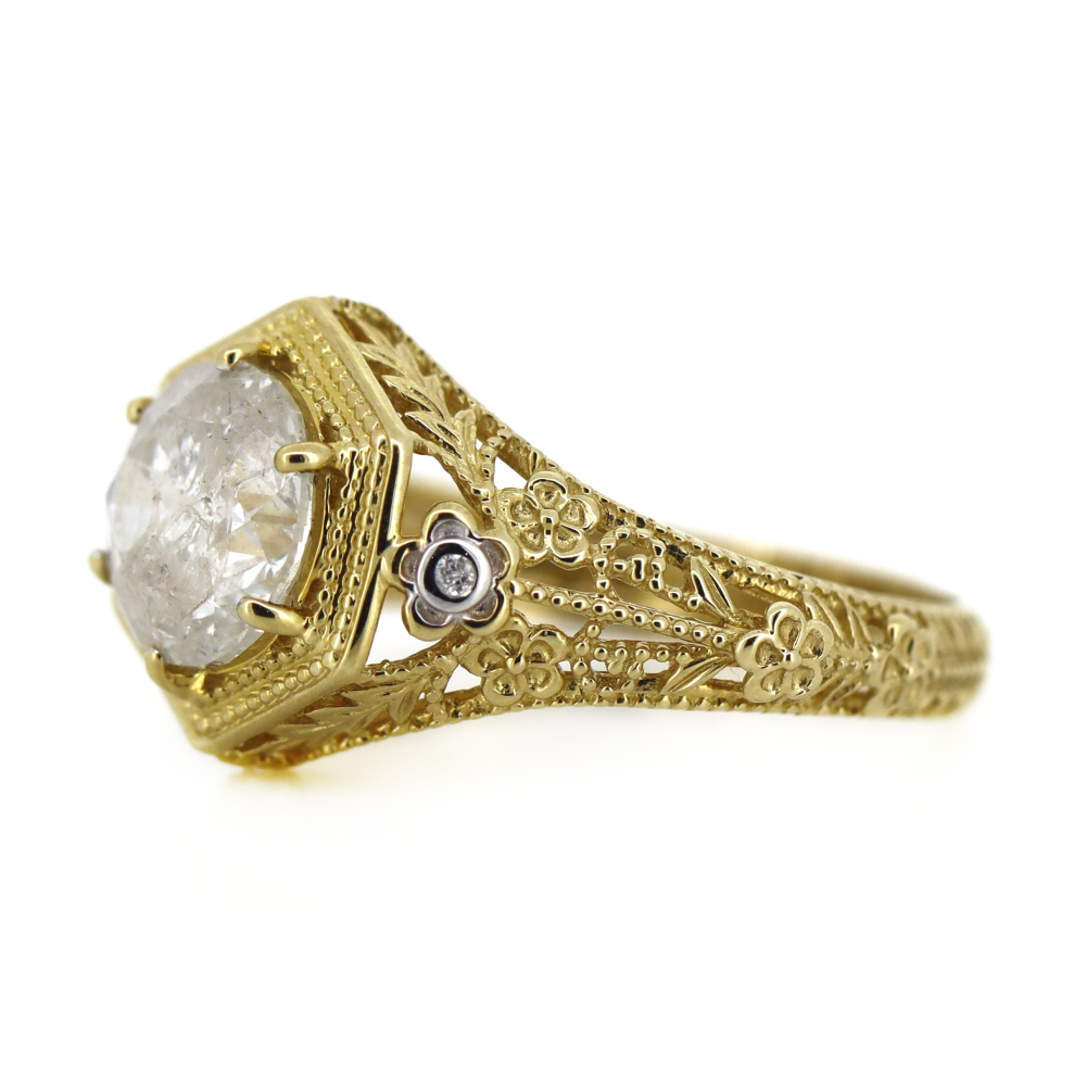 1.94ct Yellow Gold and Diamond Art Deco Style Ring