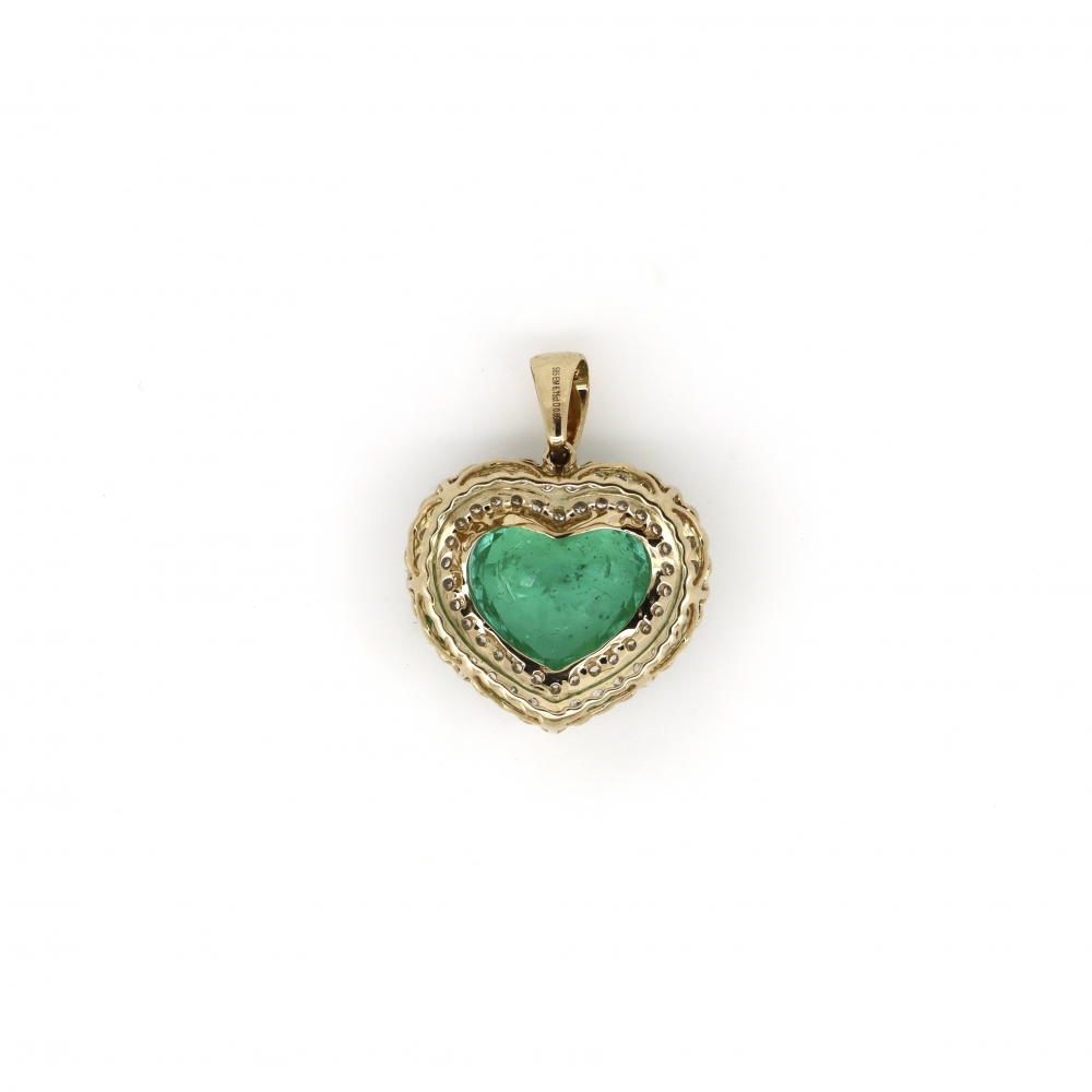 6.15ct Heart-Shaped Colombian Emerald Ring with Diamond Halo