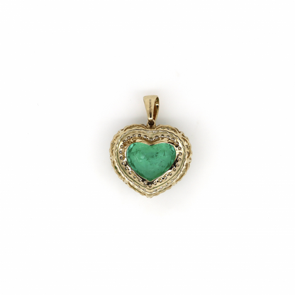 6.15ct Heart-Shaped Colombian Emerald Ring with Diamond Halo