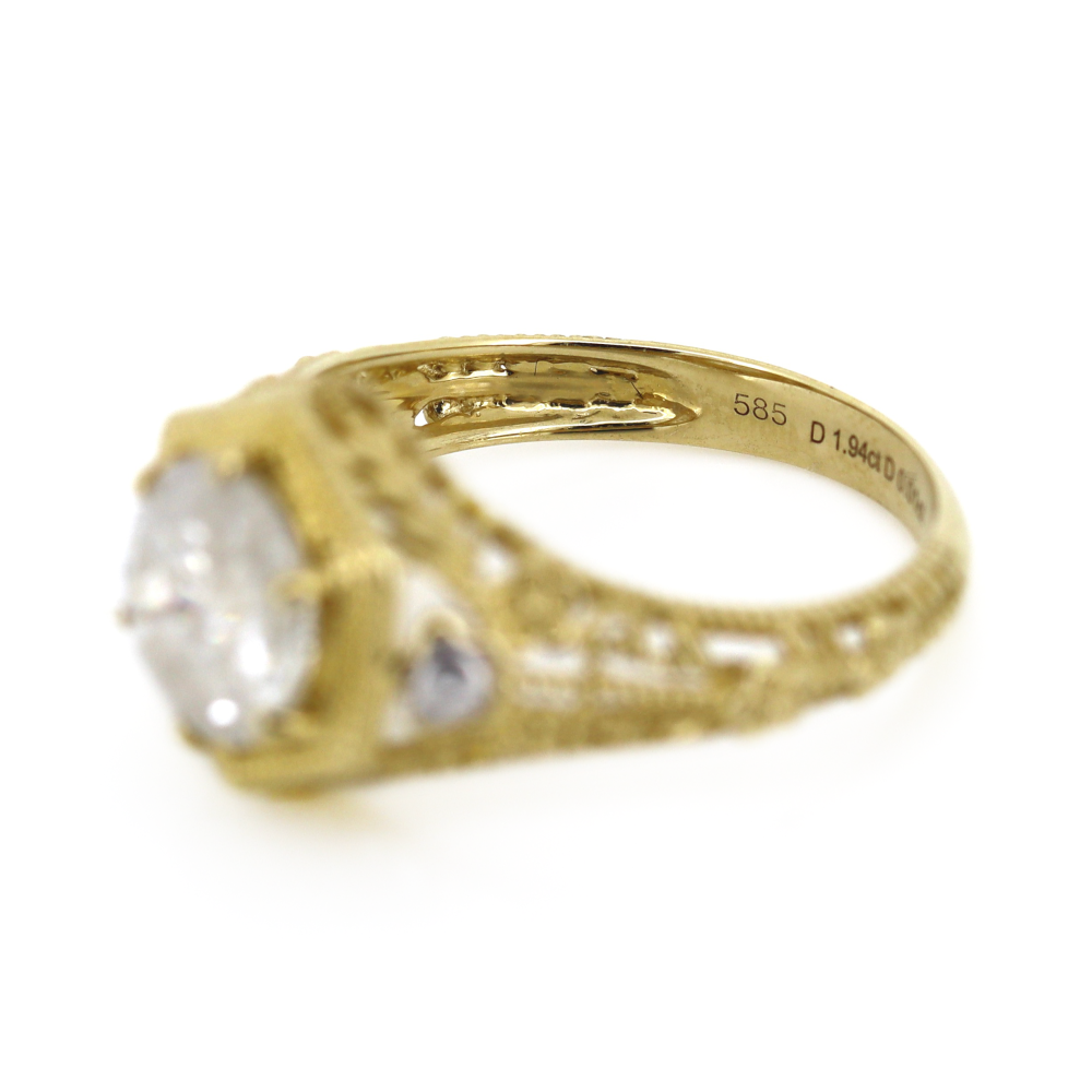 1.94ct Yellow Gold and Diamond Art Deco Style Ring