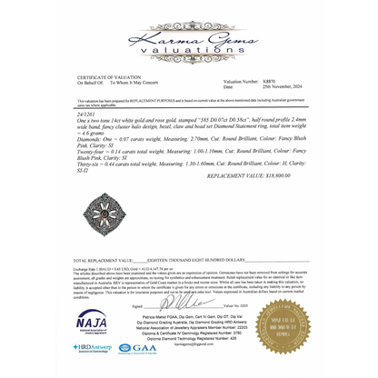 White/Rose Gold Fancy Pink Diamond Decorative Ring