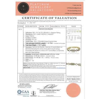 4.12ct Yellow Gold Diamond Decorative Bracelet