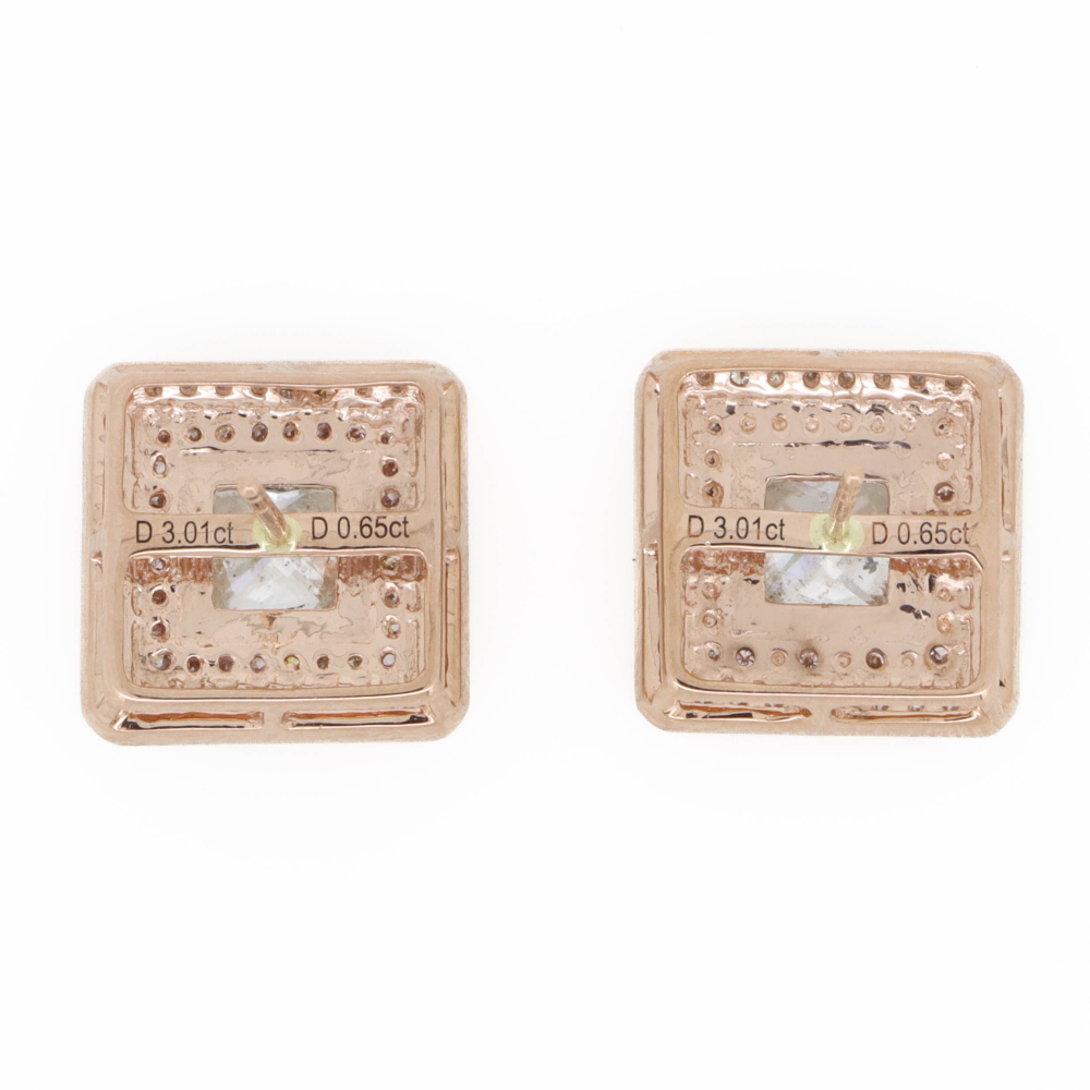 Rose Gold, Diamond and Fancy Pink Diamond, Halo Earrings