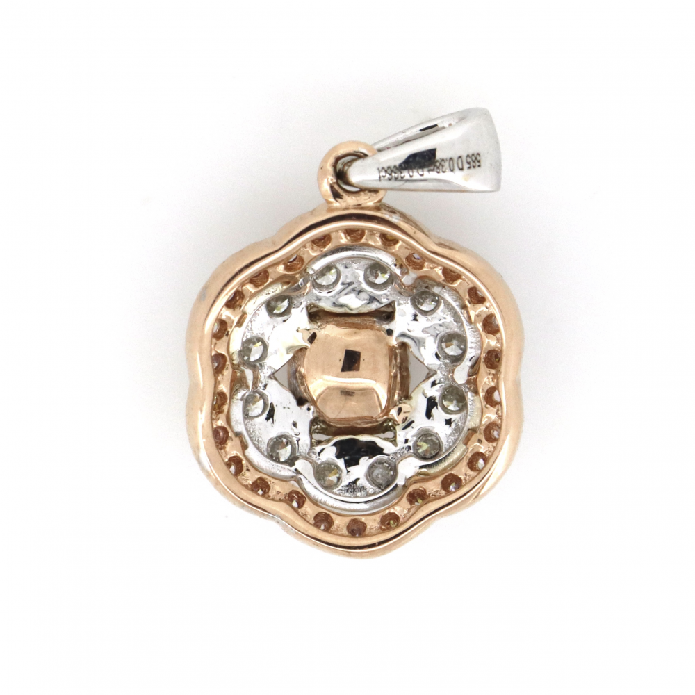 White & Rose Gold Pink Diamond Cluster Pendant