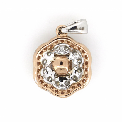 White & Rose Gold Pink Diamond Cluster Pendant