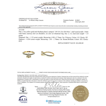 Yellow Gold Princess Cut Diamond Ring