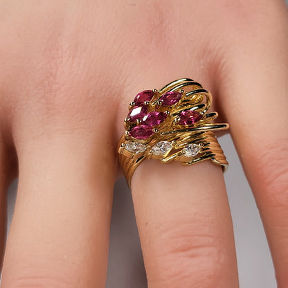 Opulent Burmese Ruby and Diamond Ring