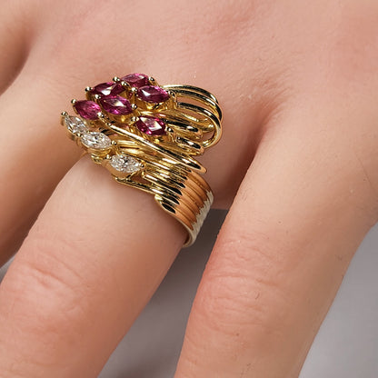 Opulent Burmese Ruby and Diamond Ring