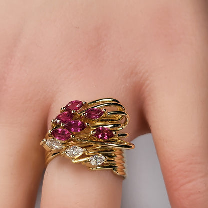 Opulent Burmese Ruby and Diamond Ring