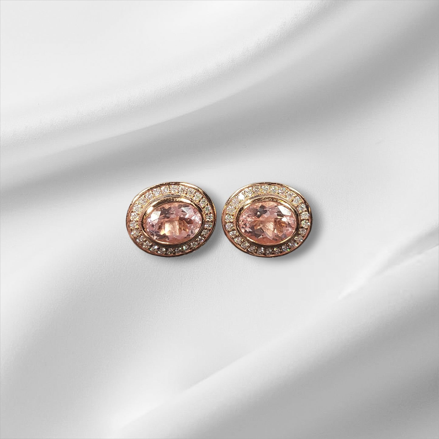 Exquisite Morganite and Diamond Earrings in Rose Gold