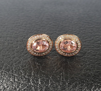 Exquisite Morganite and Diamond Earrings in Rose Gold