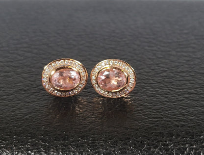 Exquisite Morganite and Diamond Earrings in Rose Gold