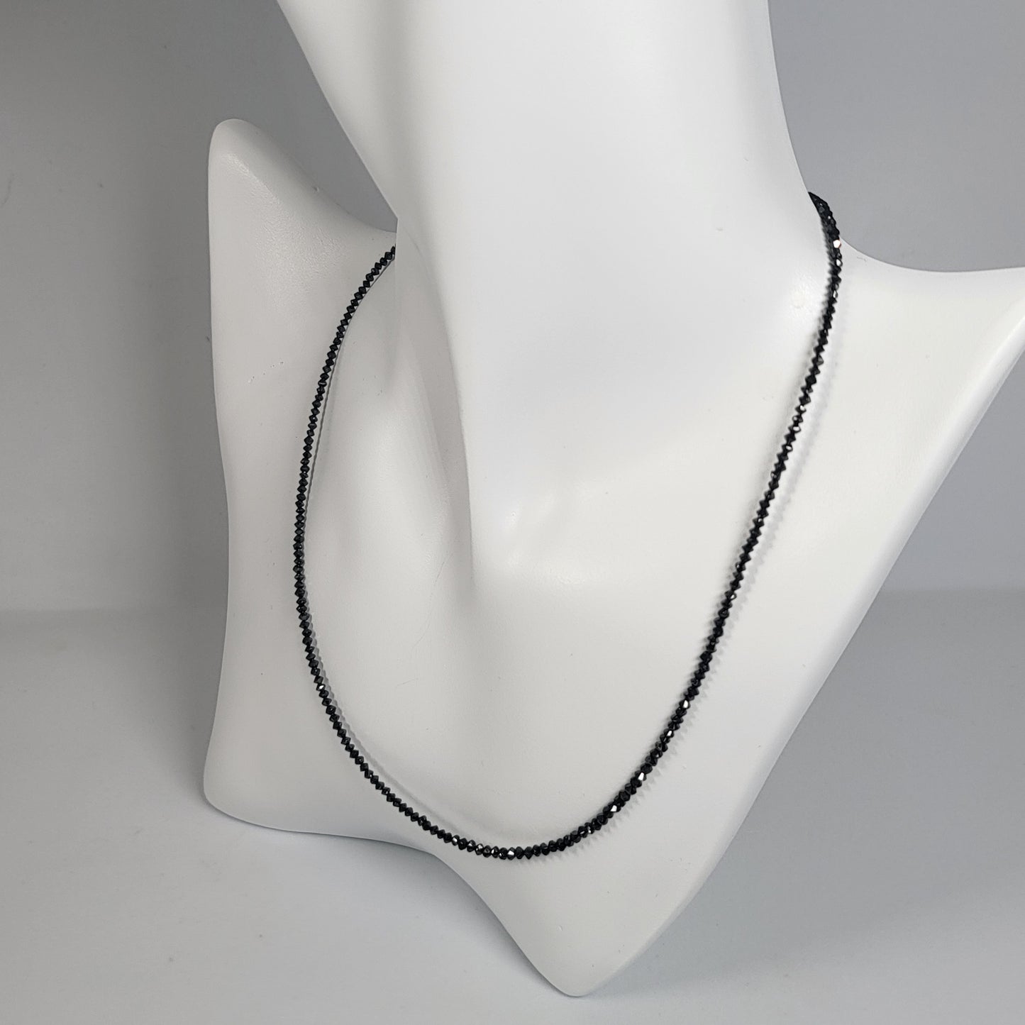 11.5ct Natural Black Diamond Bead Necklace