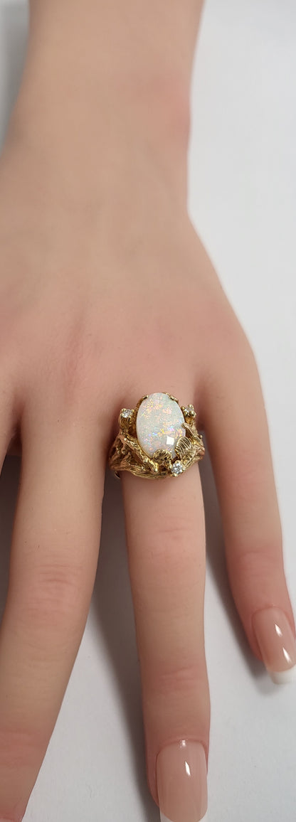 3.5ct Opal and Diamond Ring