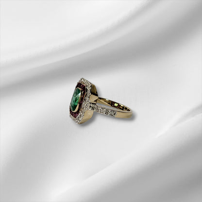 Emerald, Diamond and Ruby Ring