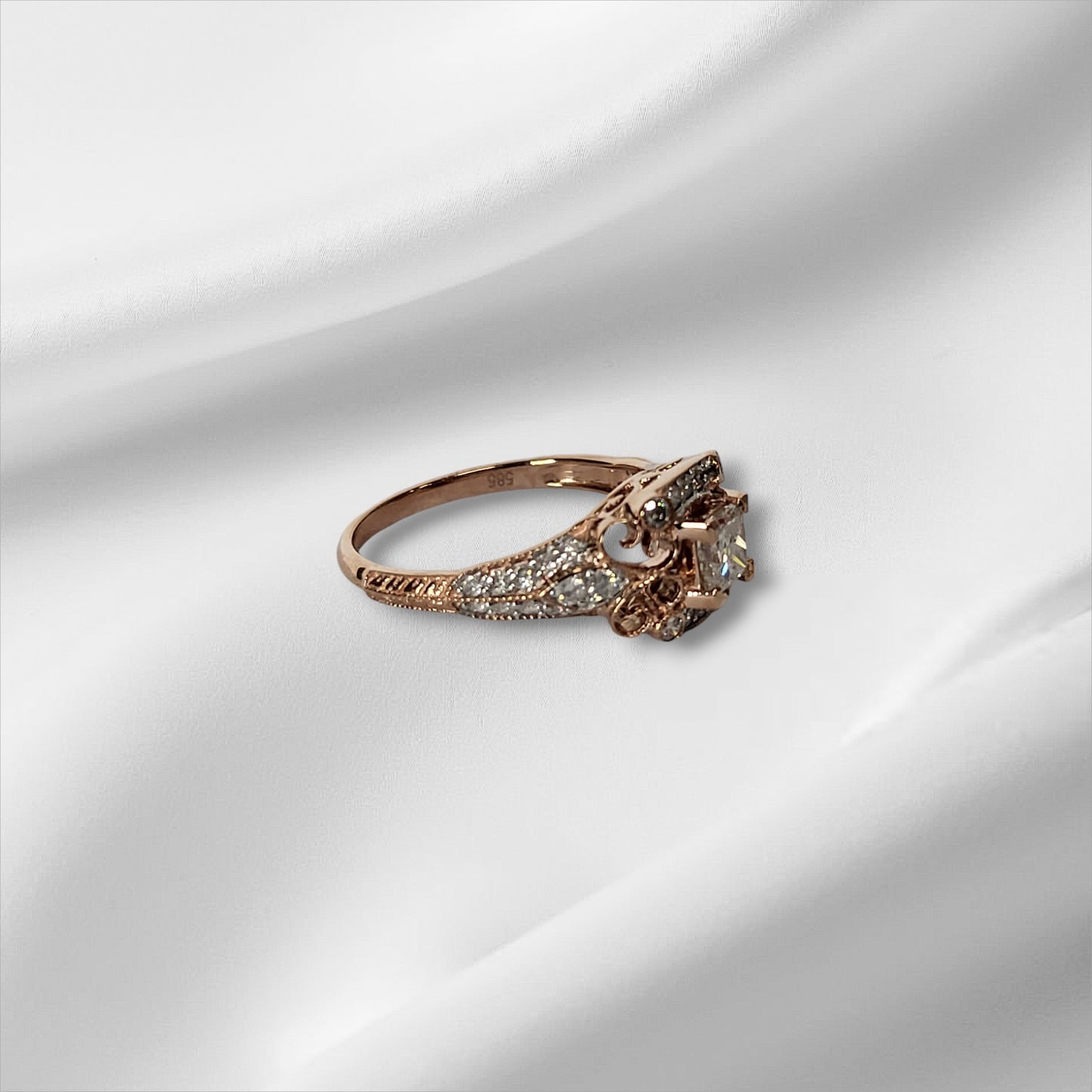 Rose Gold and Diamond Vintage Style Ring