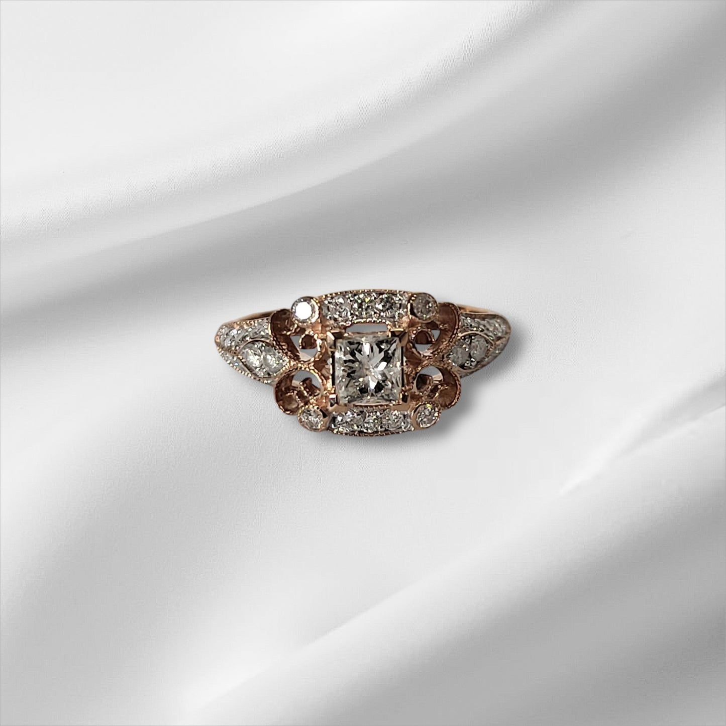 Rose Gold and Diamond Vintage Style Ring