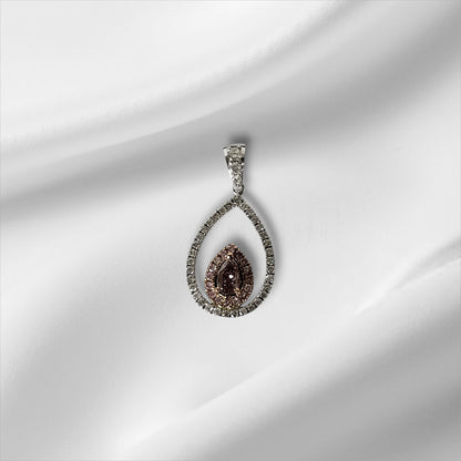 White and Rose Gold Pink Diamond Pendant