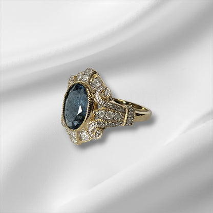 Santa  Maria Aquamarine and Diamond Antique Style Ring