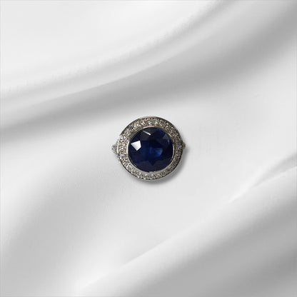 Blue Ceylon Sapphire and Diamond Cocktail Ring