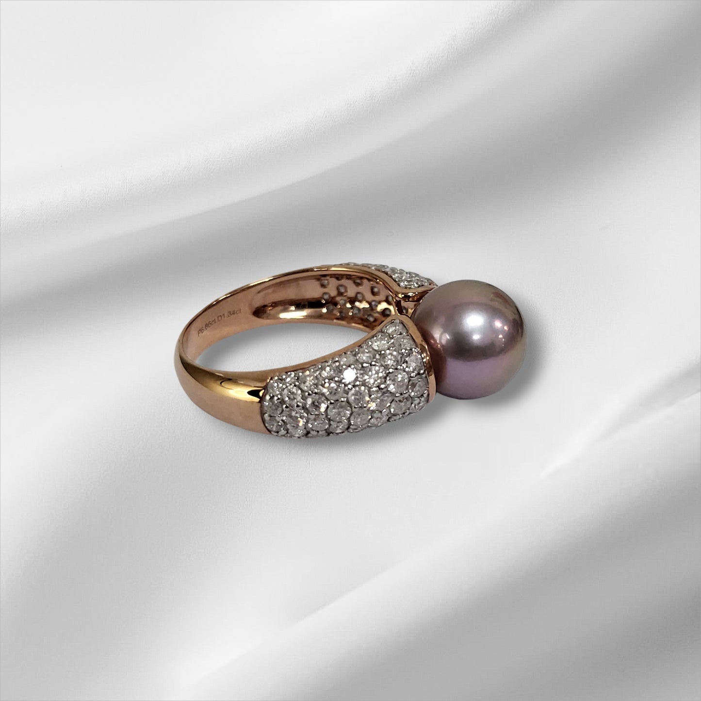 Purple Cultured South Sea Pearl and Diamond Statement Ring