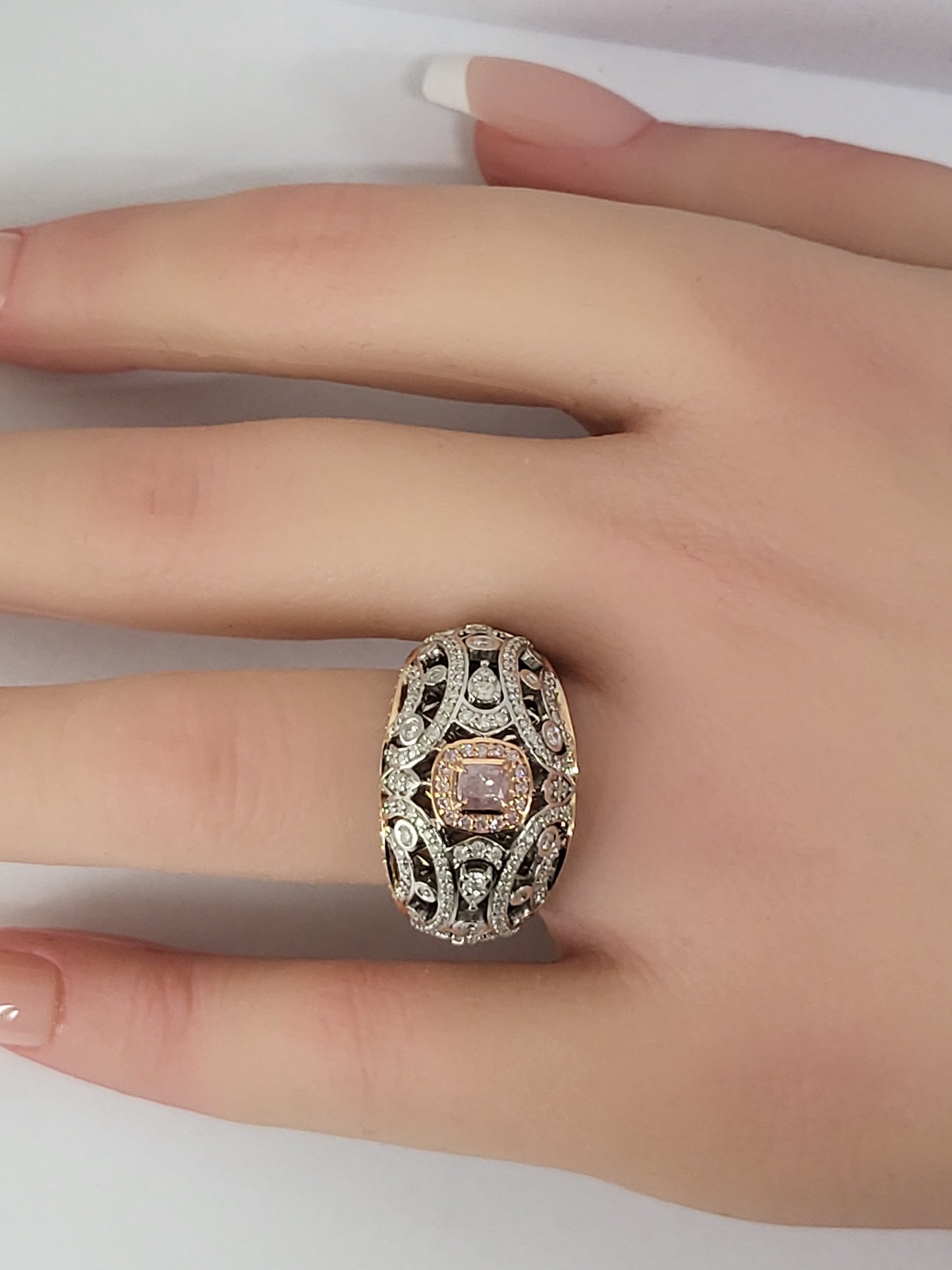 Fancy Pink Diamond Art Deco Style Ring