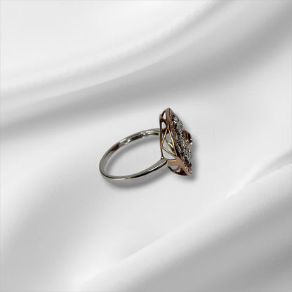 White and Rose Gold Fancy Pink Diamond Decorative Halo Ring