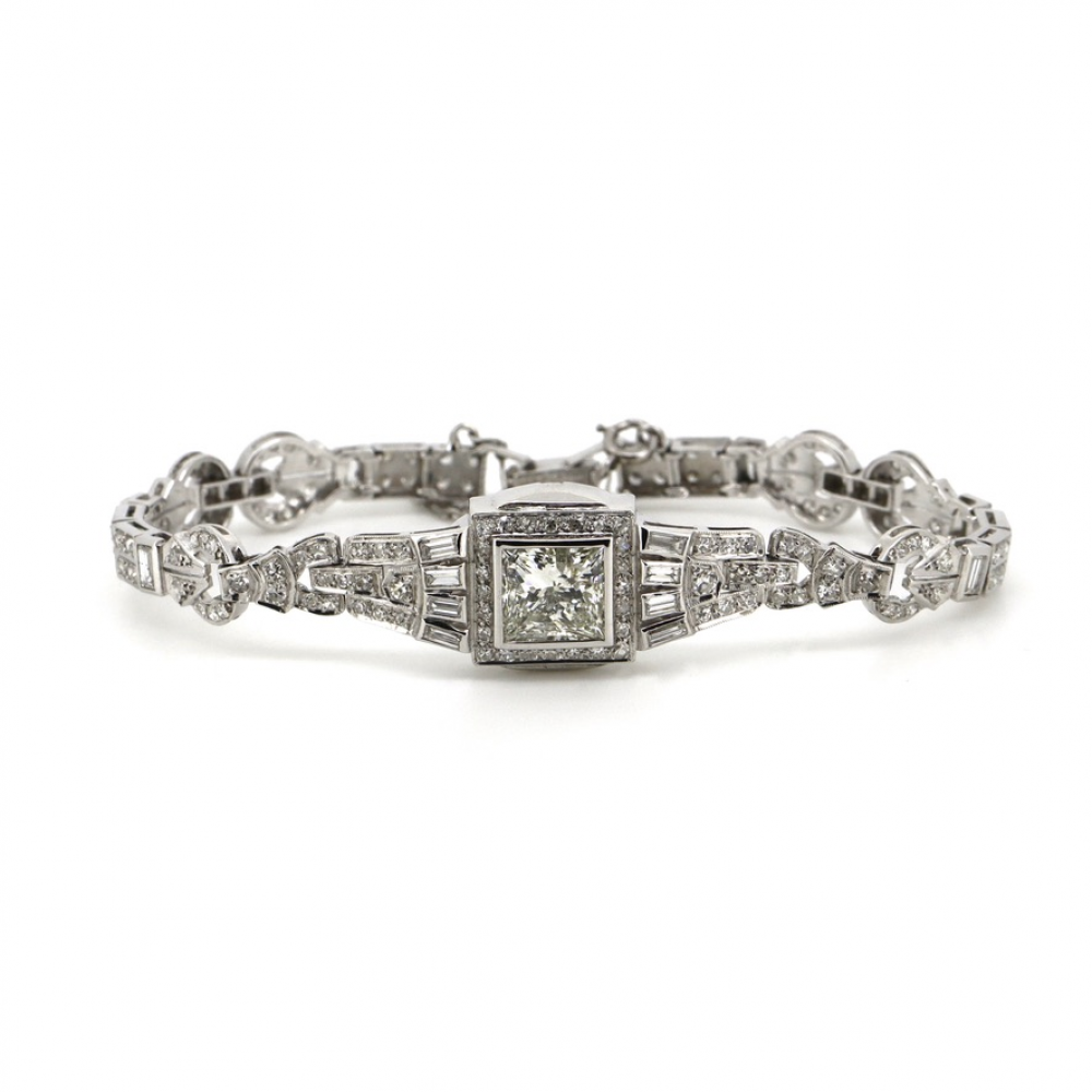 Diamond Art Deco Inspired Cluster Bracelet