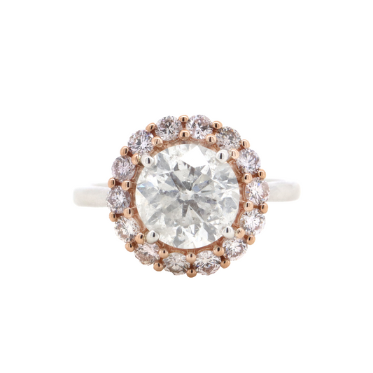 3.09ct Diamond and Pink Diamond Halo Ring