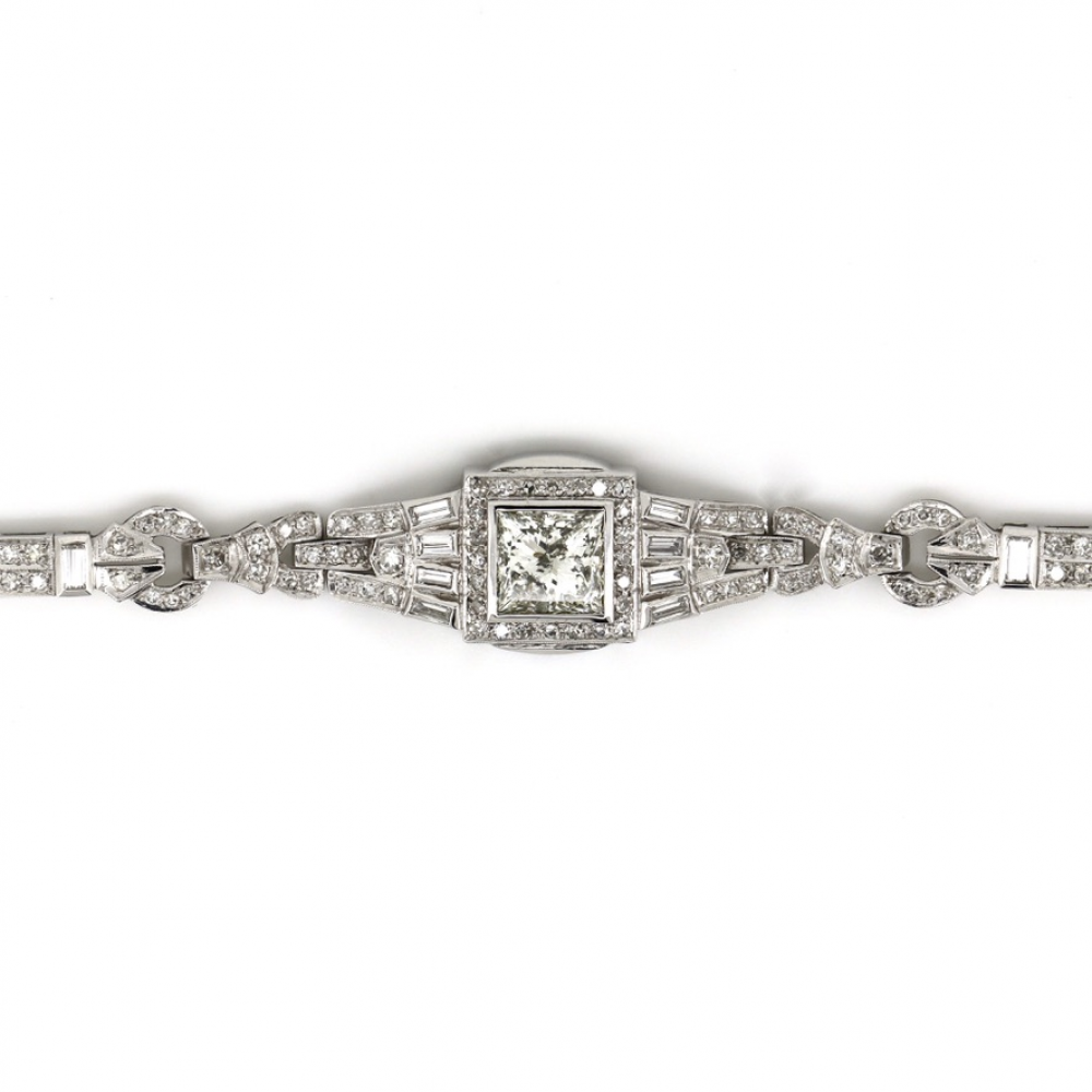 Diamond Art Deco Inspired Cluster Bracelet