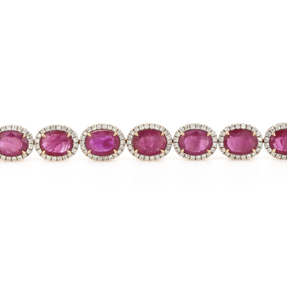 Rose Gold Burmese Ruby & Diamond Halo Bracelet