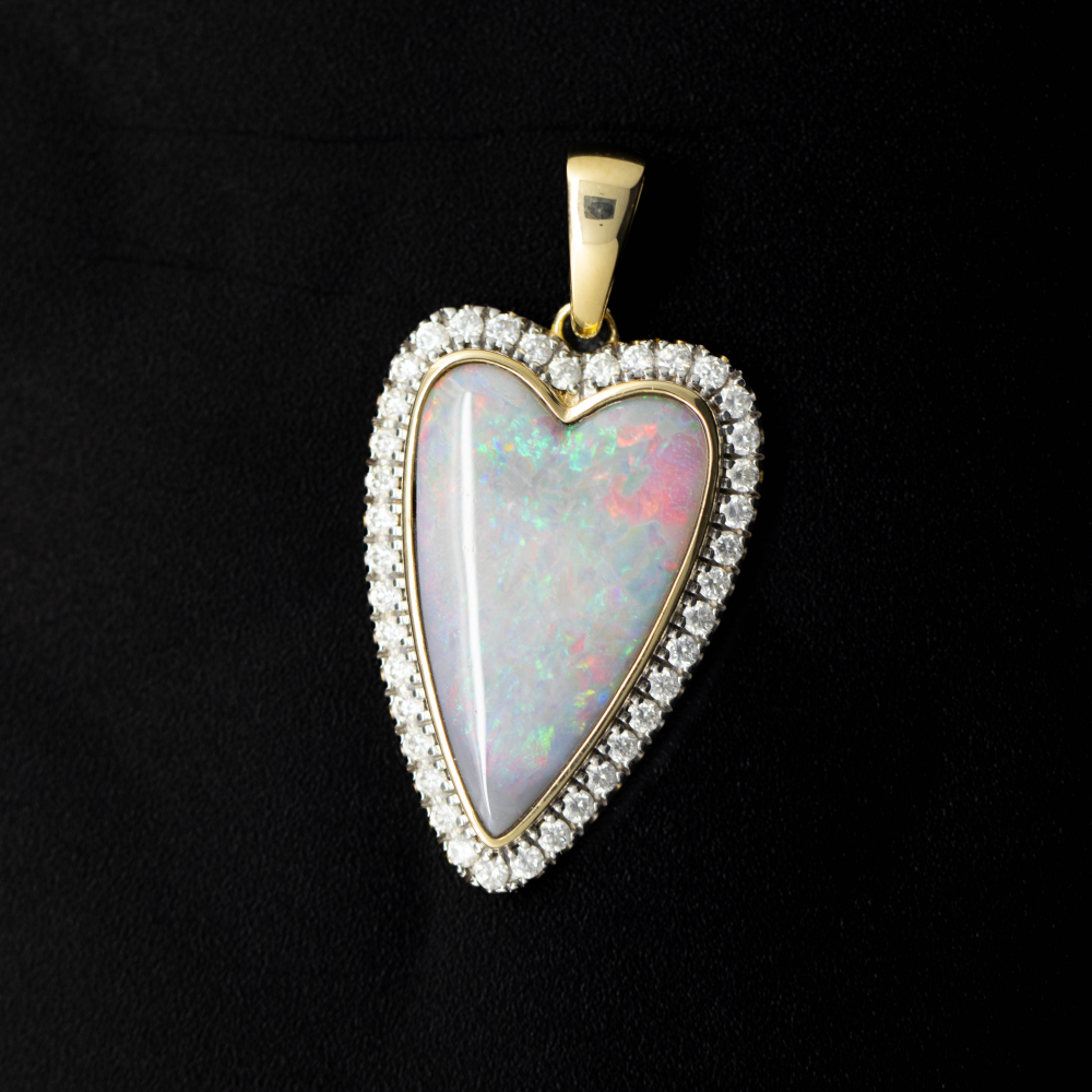 Lightning Ridge Opal and Diamond Pendant
