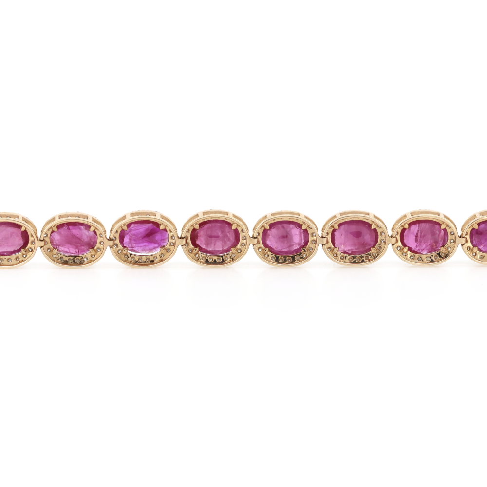Rose Gold Burmese Ruby & Diamond Halo Bracelet
