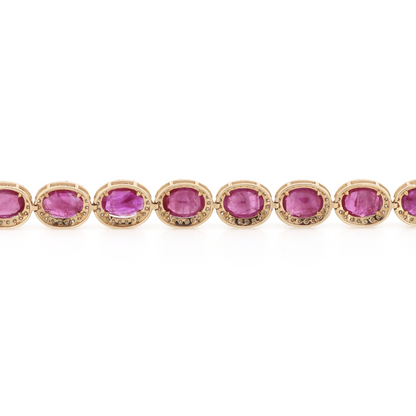 Rose Gold Burmese Ruby & Diamond Halo Bracelet