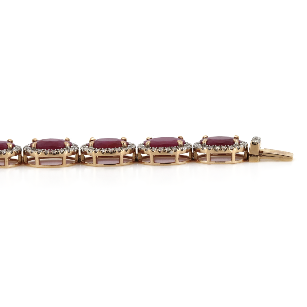 Rose Gold Burmese Ruby & Diamond Halo Bracelet