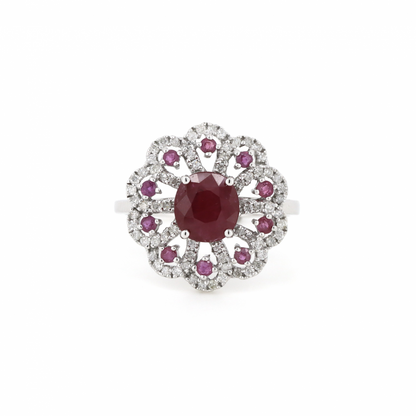 Ruby and Diamond Floral Style Ring