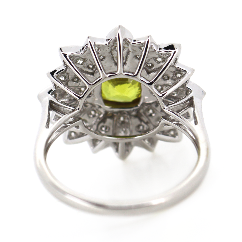 White Gold Yellow Sapphire and Diamond Decorative Ring