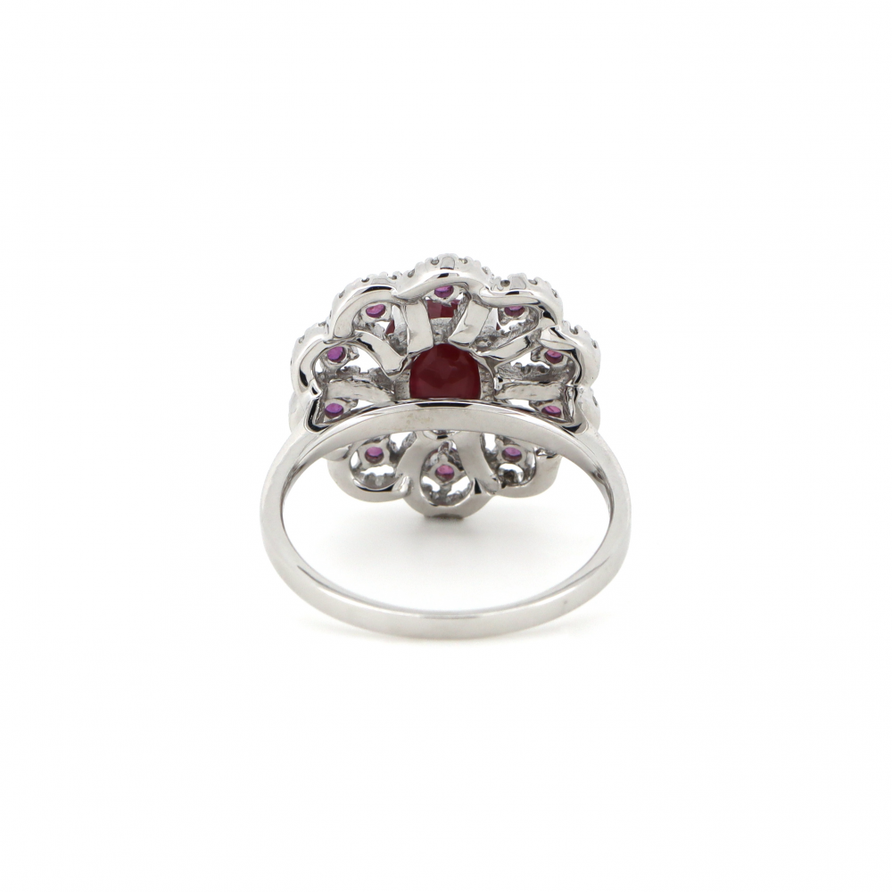 Ruby and Diamond Floral Style Ring