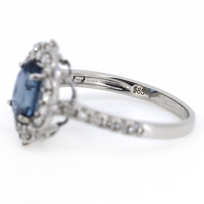 1.68ct White Gold Blue Ceylon Sapphire and Diamond Ring