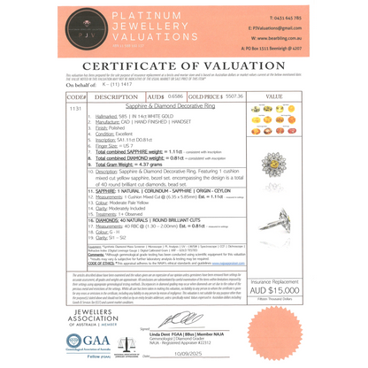 White Gold Yellow Sapphire and Diamond Decorative Ring