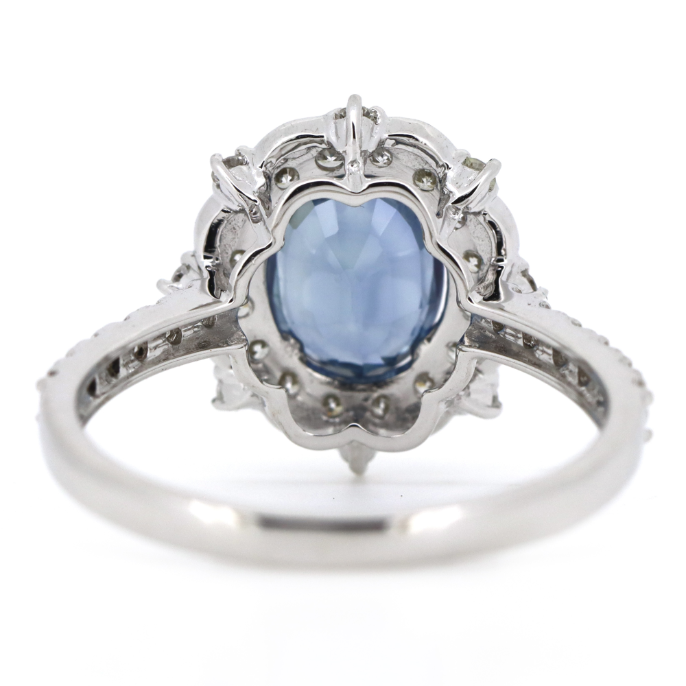 1.68ct White Gold Blue Ceylon Sapphire and Diamond Ring