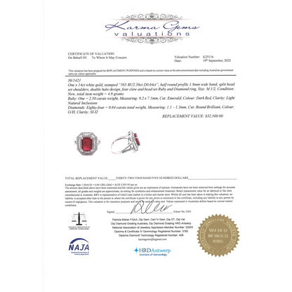 White Gold Ruby & Diamond Double Halo Ring