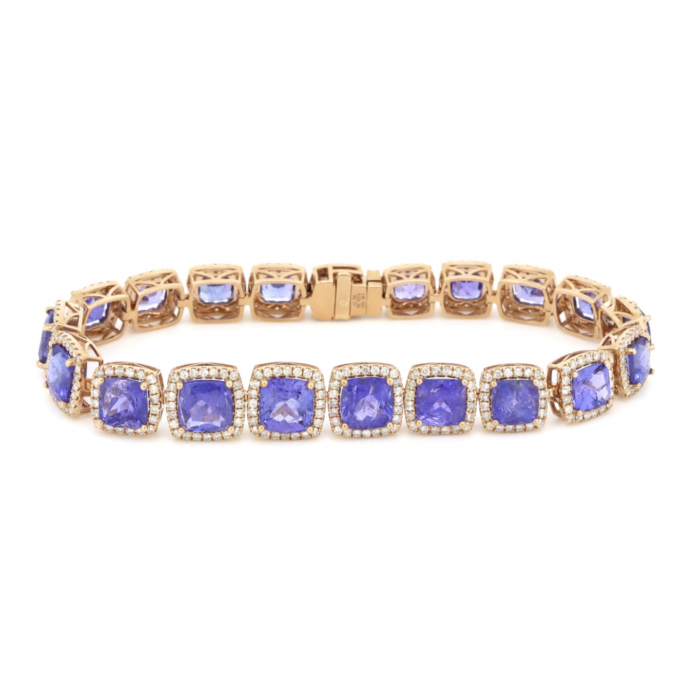 Tanzanite and Diamond Halo Bracelet