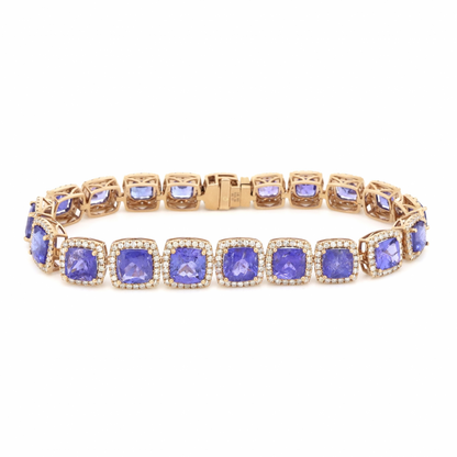 Tanzanite and Diamond Halo Bracelet