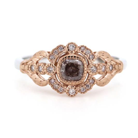 Rose & White Gold Fancy Pink Diamond Antique Inspired Ring