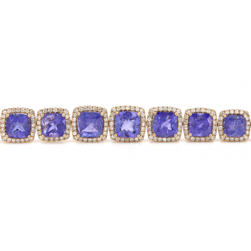 Tanzanite and Diamond Halo Bracelet